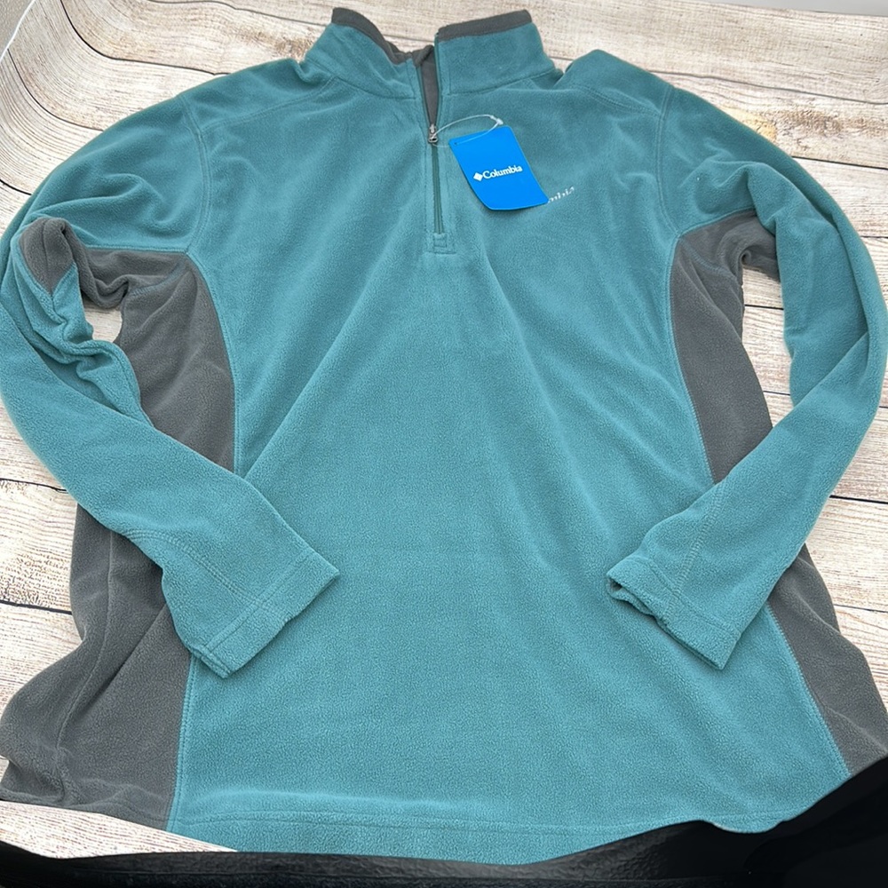 Columbia Pine Ridge Half Zip Fleece Teal and Grey Men’s Size M - Picture 2 of 4